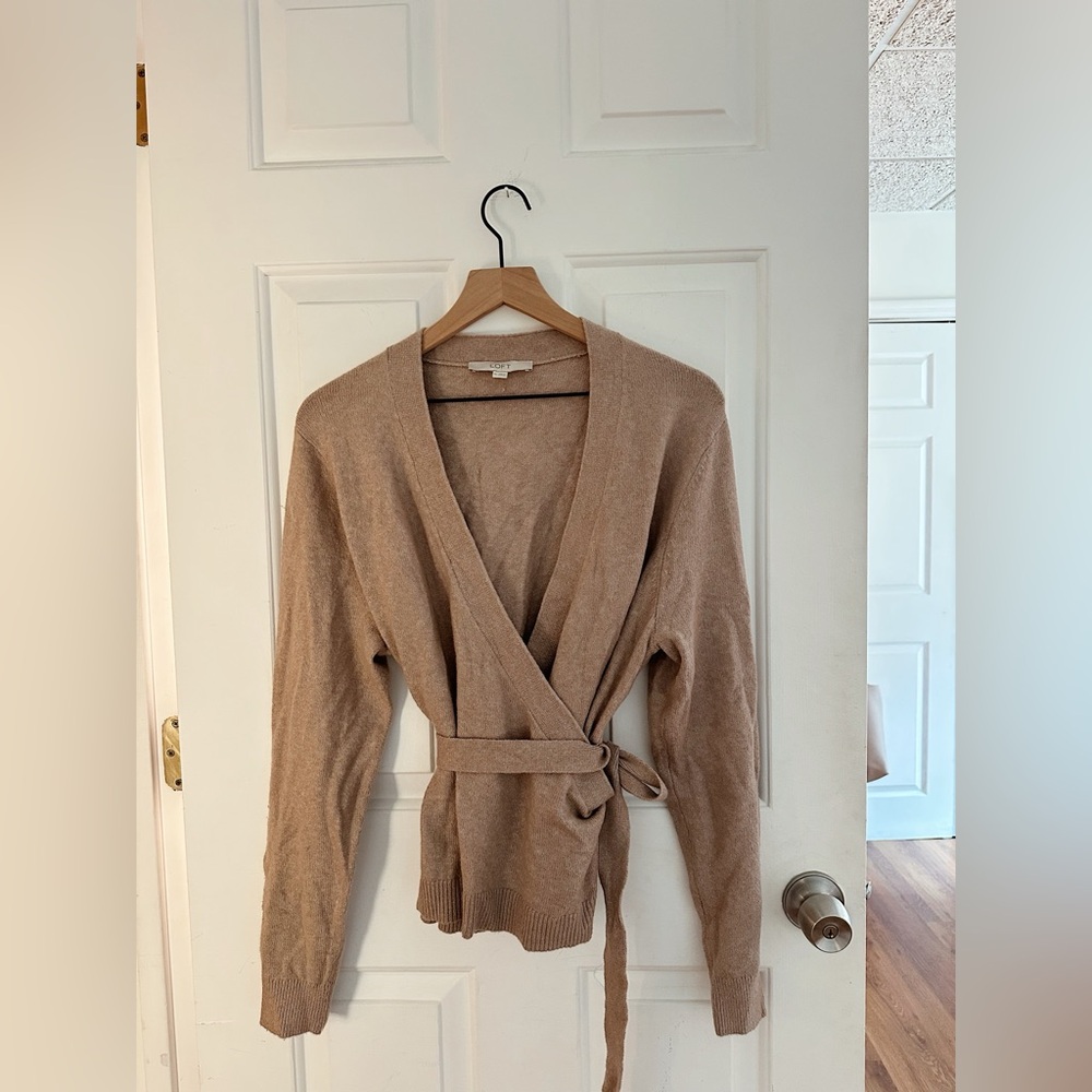LOFT Tan Wrap Cardigan Sweater